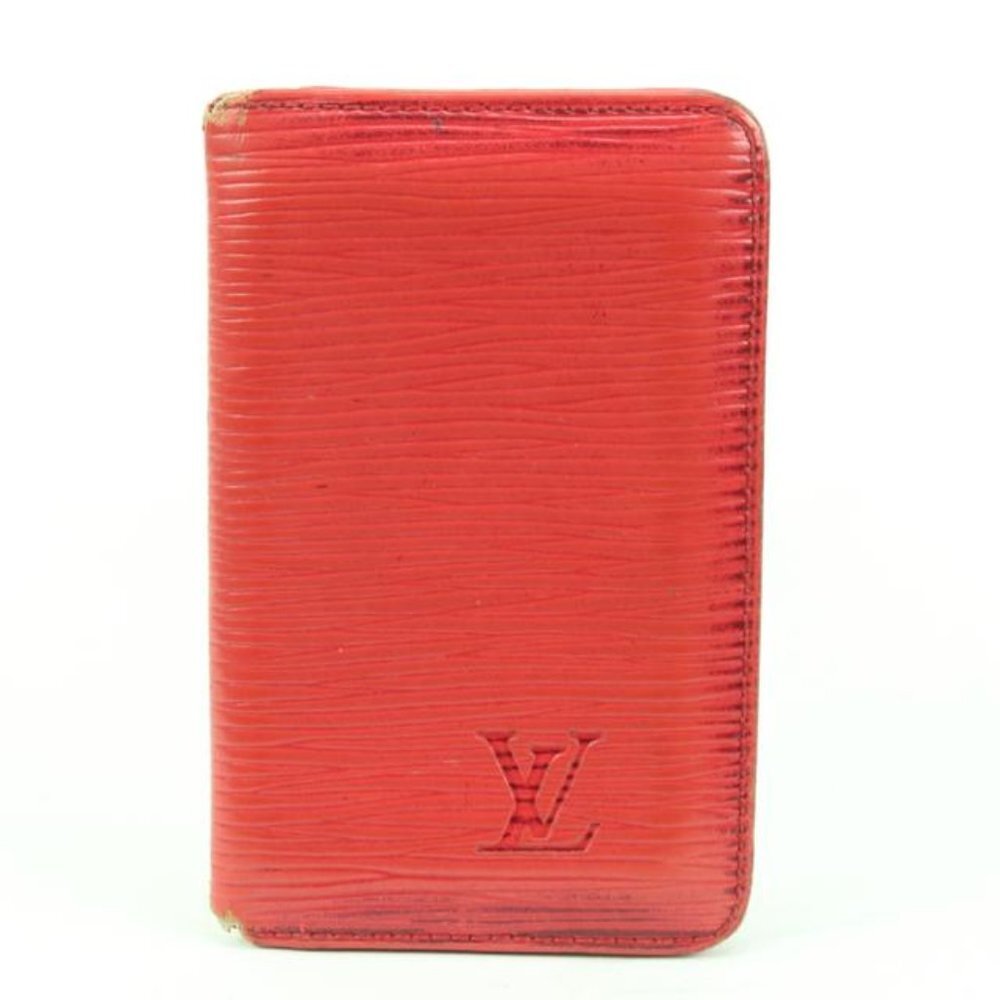Louis Vuitton Red Epi Leather Porte Cartes Card Holder Wallet Insert s330lv30